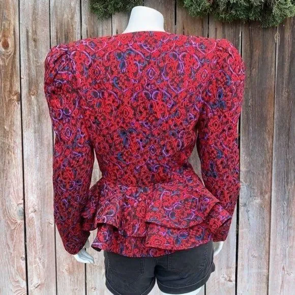 80s Peplum Raul Blanco Puff Sleeve Retro Jacket